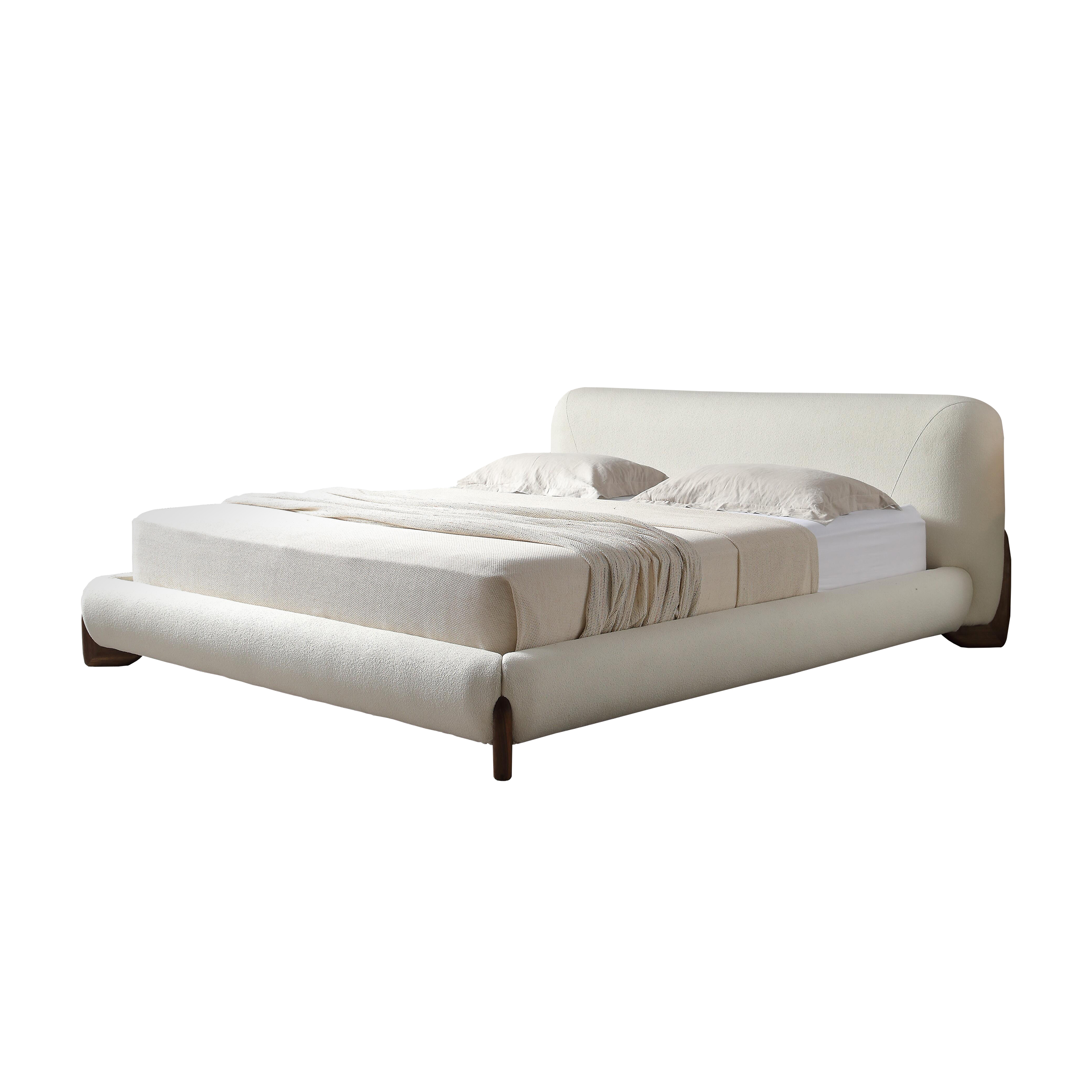 Dark Wood Upholstered Bed DMC903