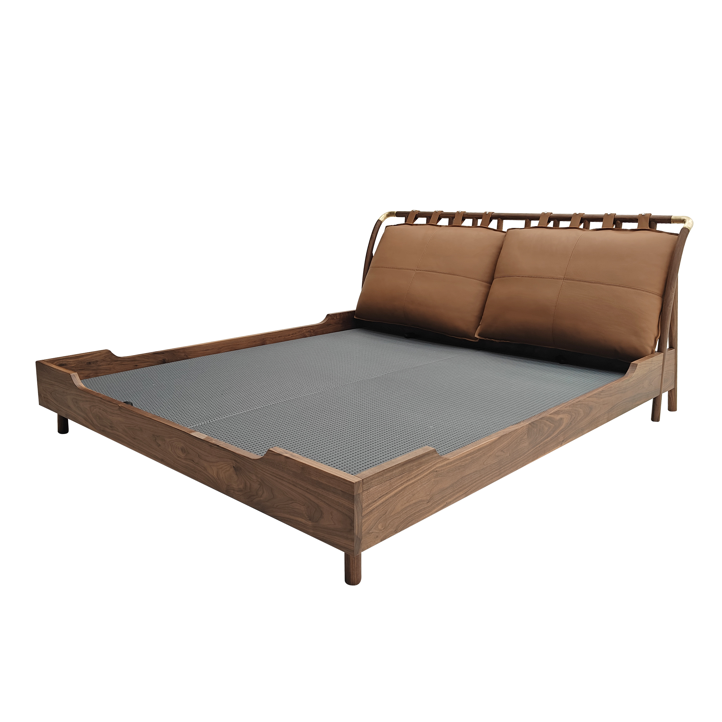 Dark Wood Upholstered Bed DMC907