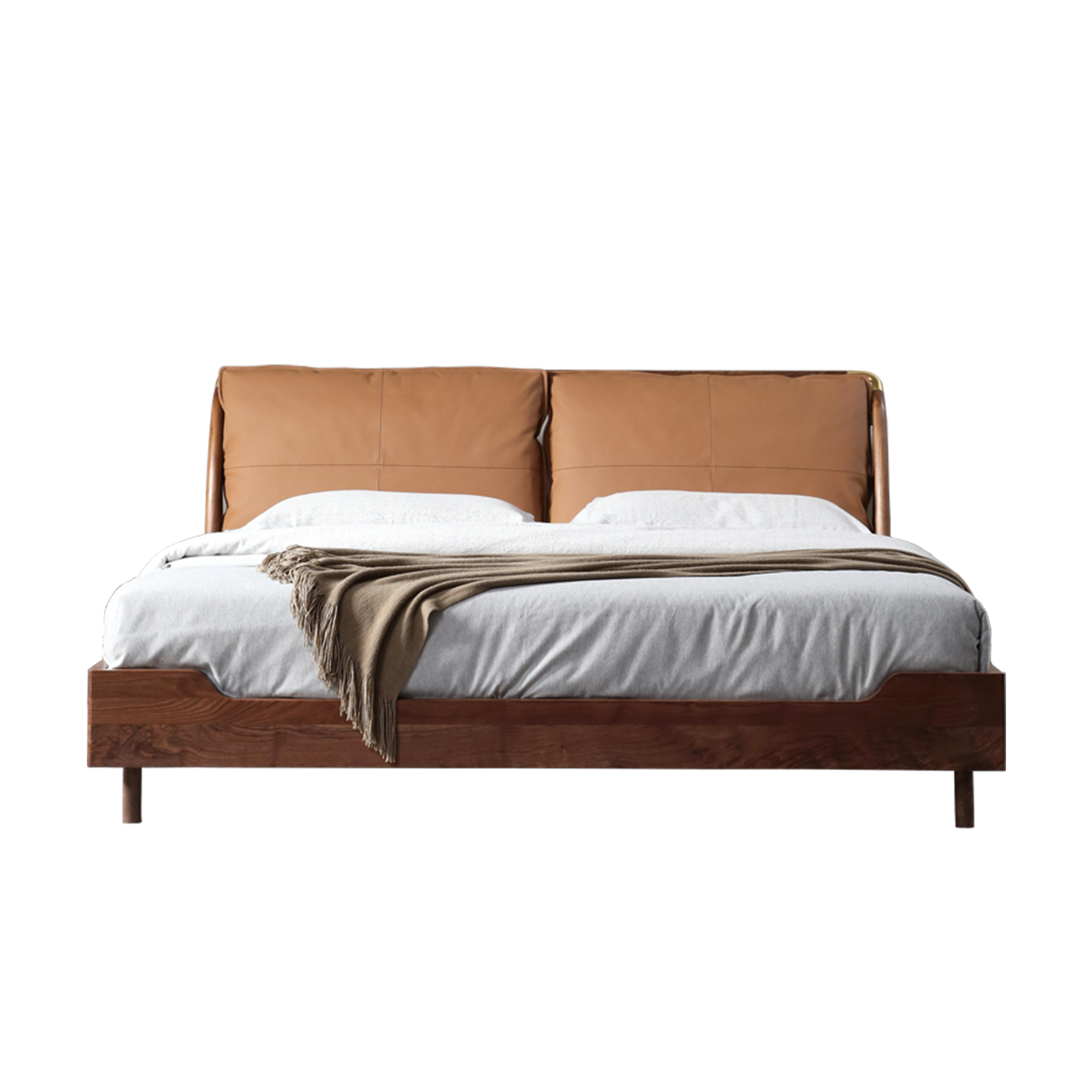 Dark Wood Upholstered Bed DMC907-2
