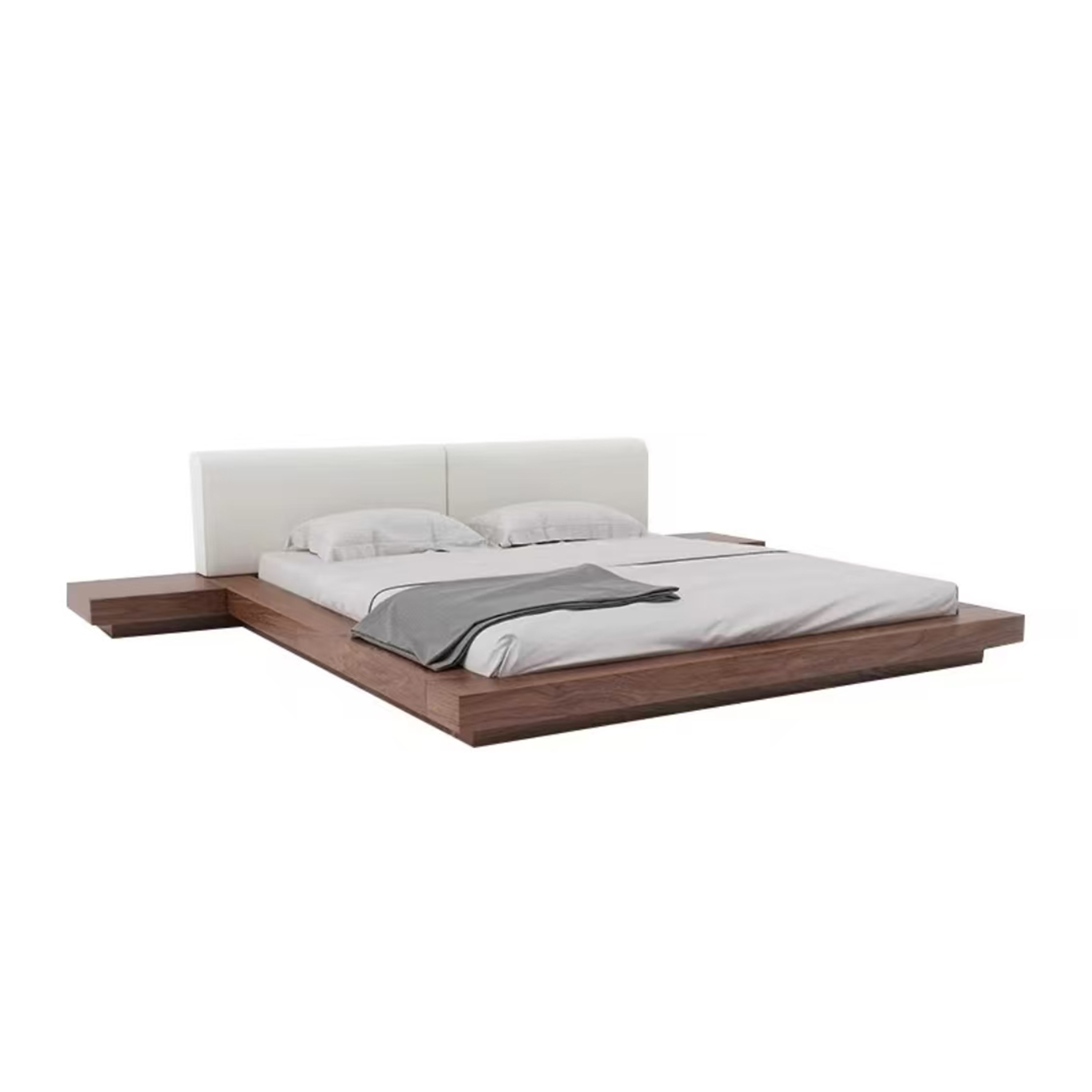 Dark Wood Upholstered Bed DMC910