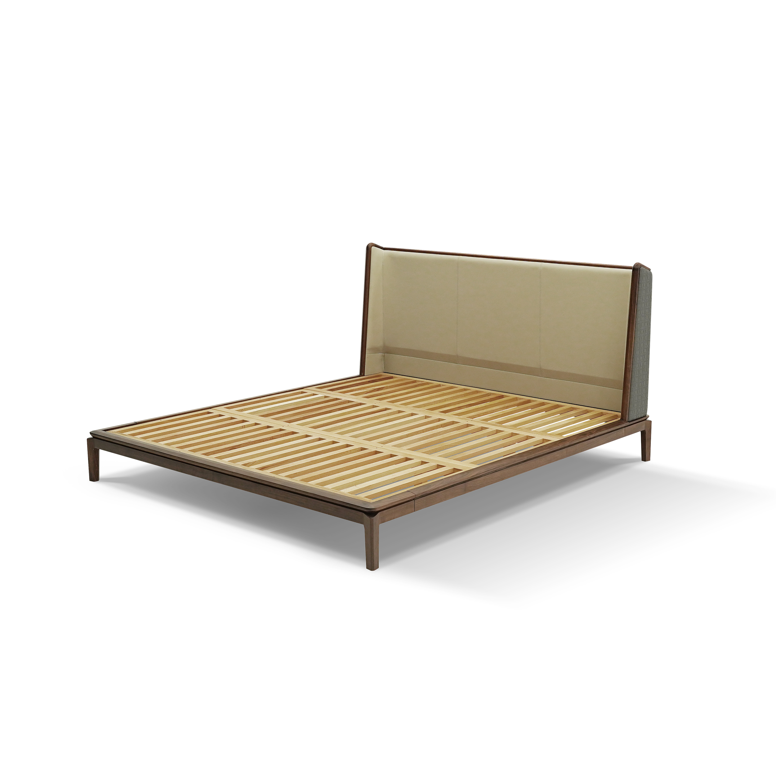 Dark Wood Upholstered Bed DMC917