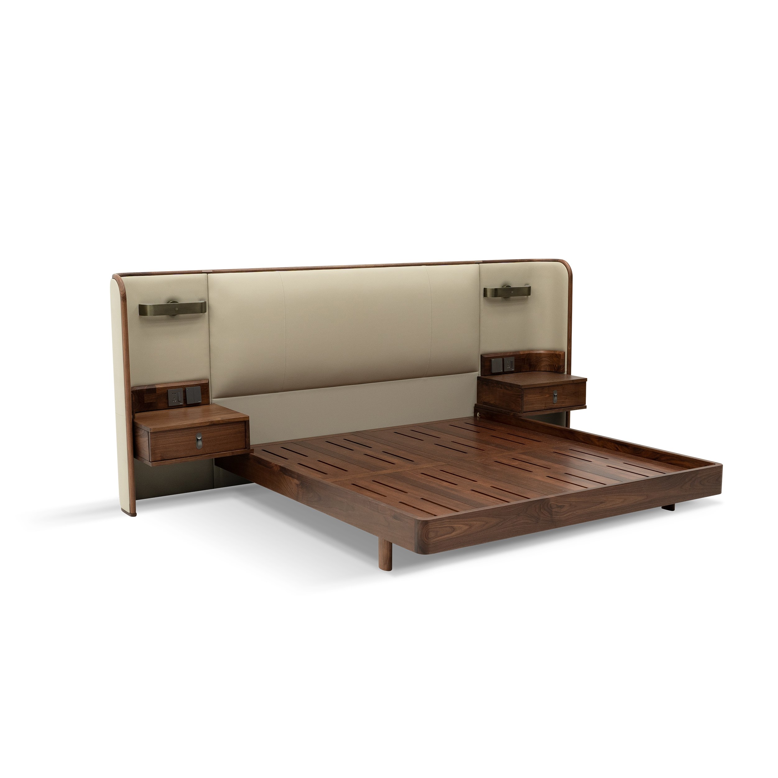 Dark Wood Upholstered Bed DMC920