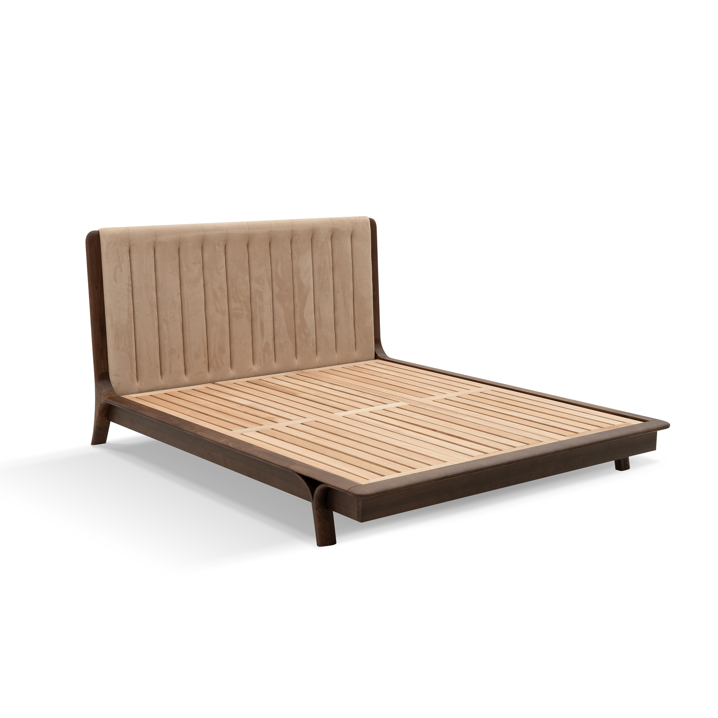 Dark Wood Upholstered Bed DMC922